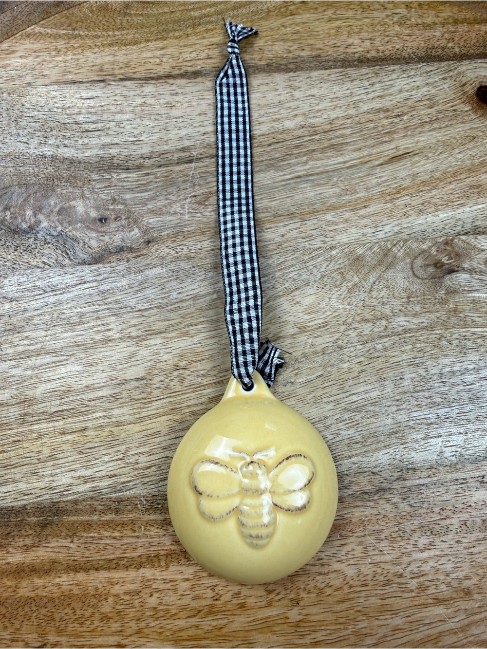 Bee Ceramic Wall Hanging Ornament Yellow Farmhouse Cottagecore Decor